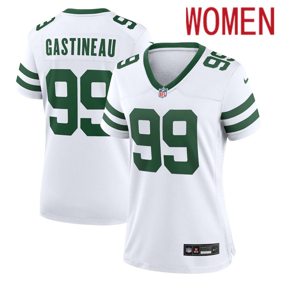 Women New York Jets #99 Mark Gastineau Nike White Legacy Retired Player Game NFL Jersey->customized nfl jersey->Custom Jersey